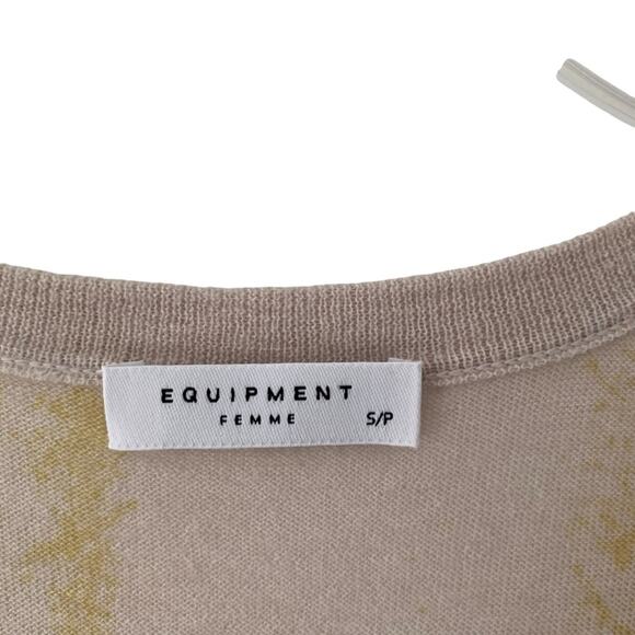 Equipment Cashmere V-Neck Yellow Cream Sweater Vest size small - Picture 2 of 4